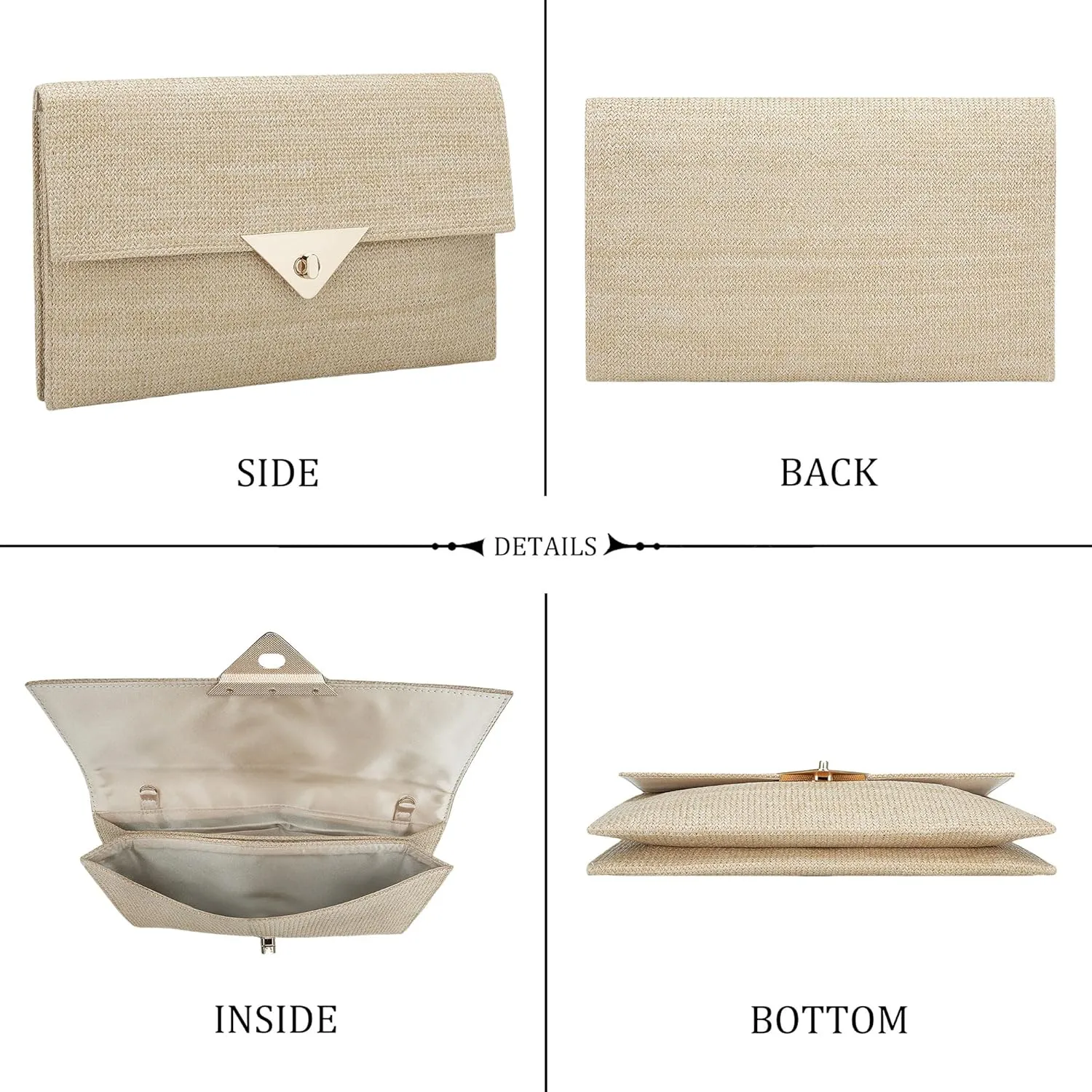 jessie Straw Clutch Purse for Women Summer Woven Beach Bag Rattan Crossbody Evening Purses Vacation Handbags for Party
