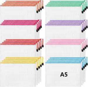 Jetec 32 Pcs Mesh Zipper Bags Toy Storage Bags Bikini Organizer Bags Waterproof Zipper Pouch Reusable Puzzle Bag Multipurpose for Organizing Storage Office(Stylish Color,9 x 7 Inch)