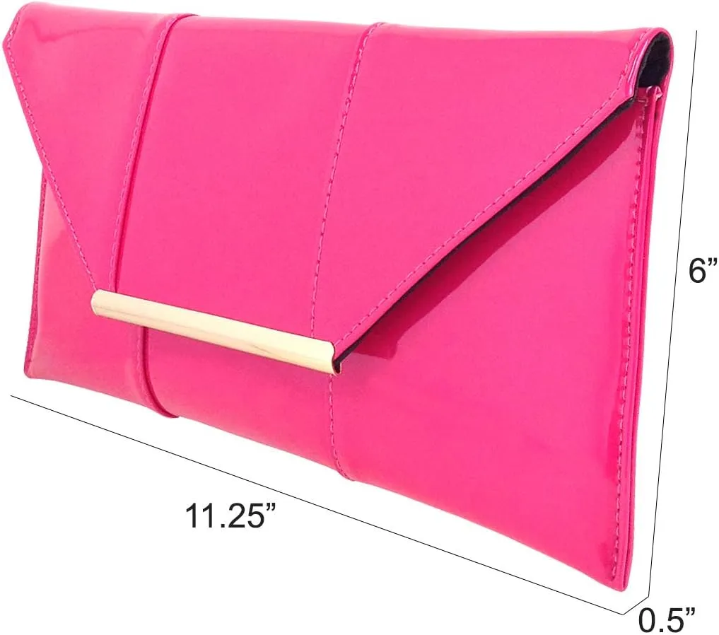 JNB Faux Patent Leather Envelope Candy Clutch