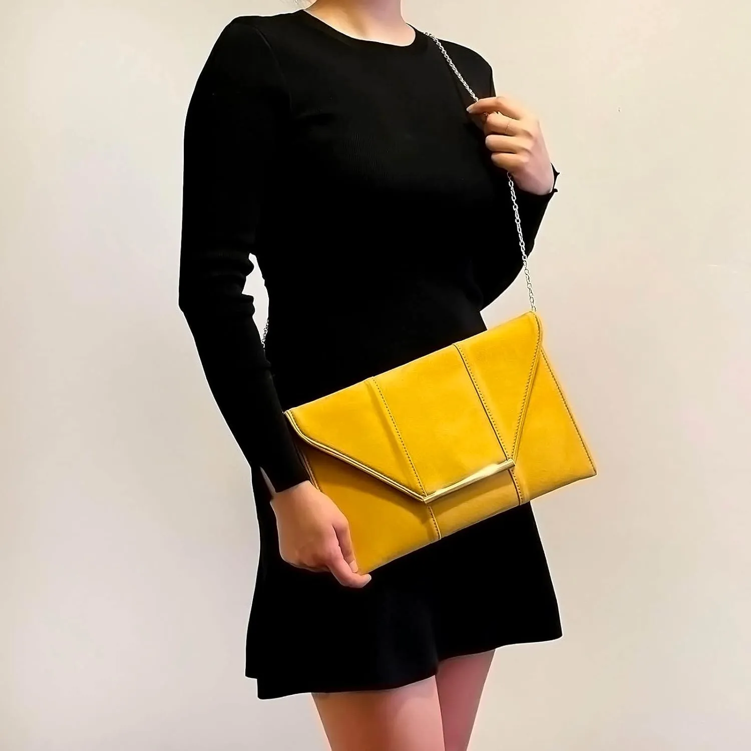 JNB Women's Faux Microsuede Envelope Clutch