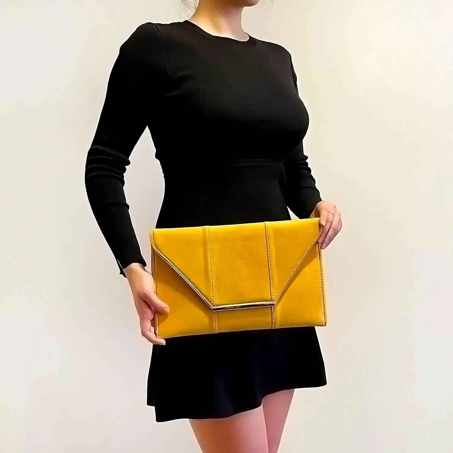 JNB Women's Faux Microsuede Envelope Clutch