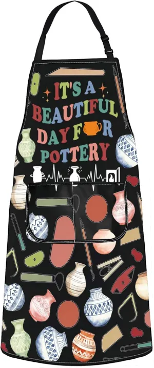JNIAP Pottery Apron - Artist & Teacher Apron - Beautiful Day For Pottery