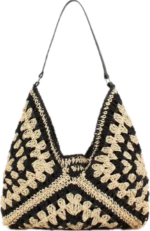 JOLLQUE Straw Shoulder Bag for Women,Hand-woven Small Hobo Handbag Purse,Holiday Summer Beach Clutch for Travel