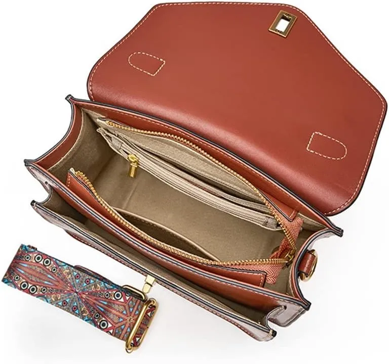 JSEIAJB Bag Wrapping Plant Tanned Leather Temperament Female Bag Hand Bill of Lading Shoulder Cross-body Postman