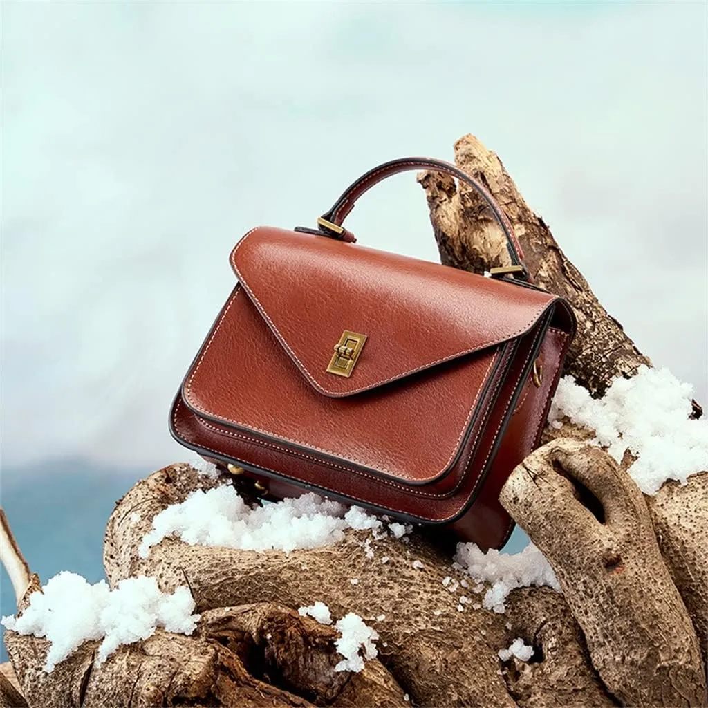 JSEIAJB Bag Wrapping Plant Tanned Leather Temperament Female Bag Hand Bill of Lading Shoulder Cross-body Postman