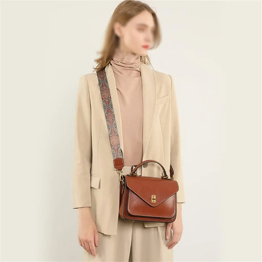 JSEIAJB Bag Wrapping Plant Tanned Leather Temperament Female Bag Hand Bill of Lading Shoulder Cross-body Postman