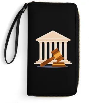 Judge's Hammer Women’s Wallet Zippered Long Clutch Purse Leather Handbag with Wristlet Strap