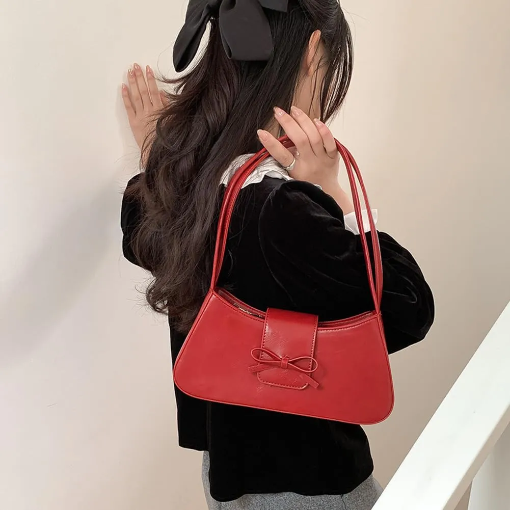 Juoxeepy Small Shoulder Bag - Cute Bow Purse for Women - Trendy Y2K Clutch Handbag