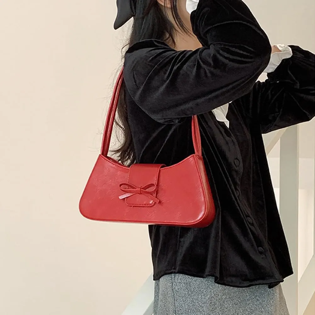 Juoxeepy Small Shoulder Bag - Cute Bow Purse for Women - Trendy Y2K Clutch Handbag