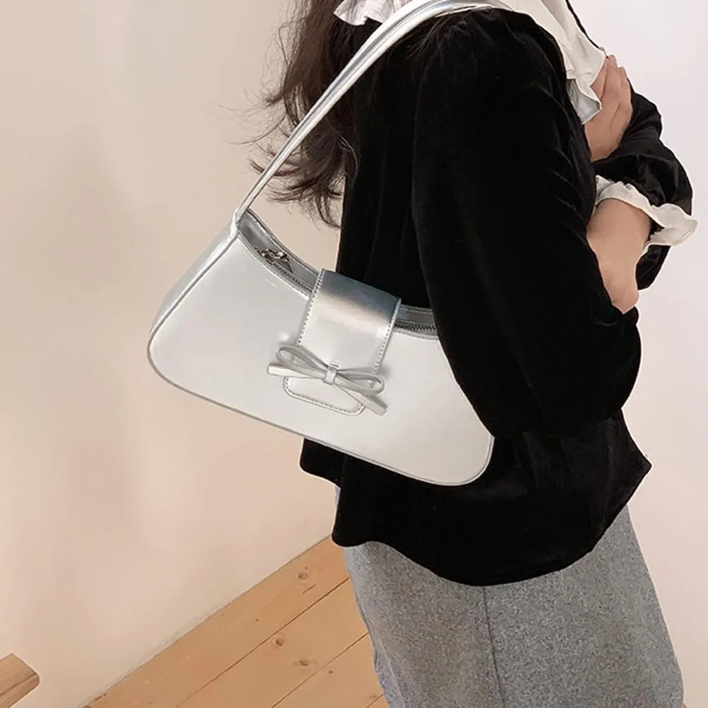 Juoxeepy Small Shoulder Bag - Cute Bow Purse for Women - Trendy Y2K Clutch Handbag