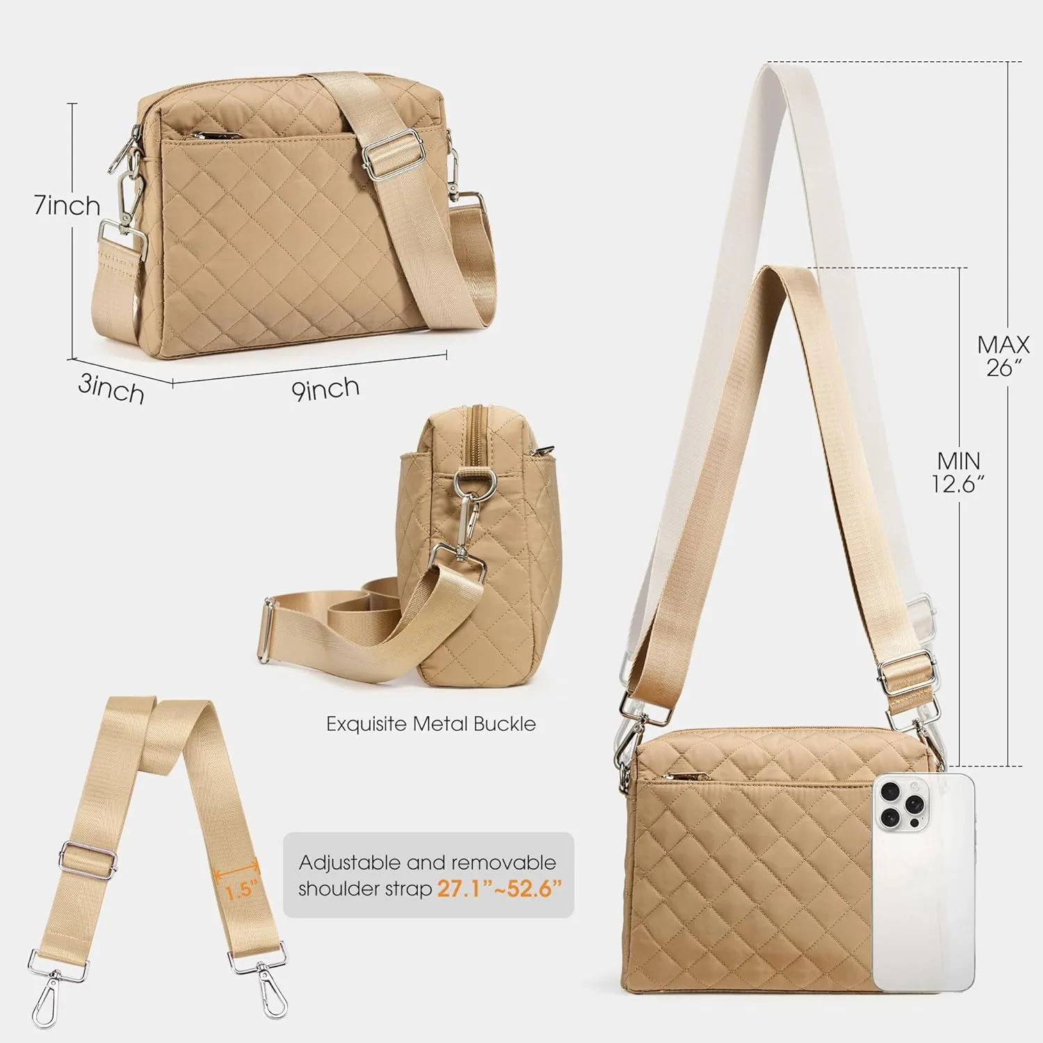 KALIDI Small Women's Crossbody Handbags Quilted Crossbody Bags for Women Ladies Lightweight Puffer Shoulder Purse