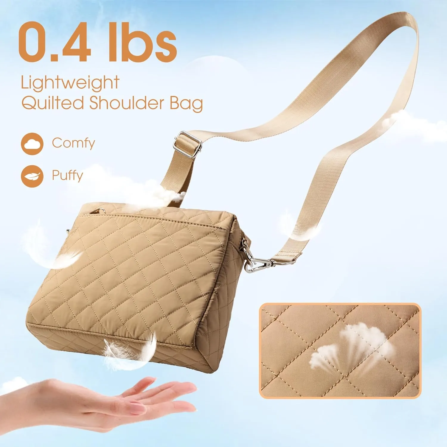 KALIDI Small Women's Crossbody Handbags Quilted Crossbody Bags for Women Ladies Lightweight Puffer Shoulder Purse