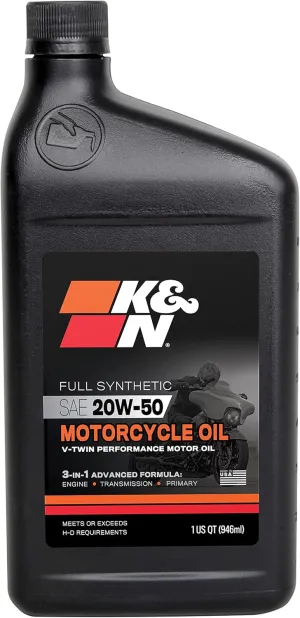 K&N Full Syntheteic Motorcylce/ATV Oil: 20W-50 Synthetic Oil: Premium Engine Protection, 1 qt