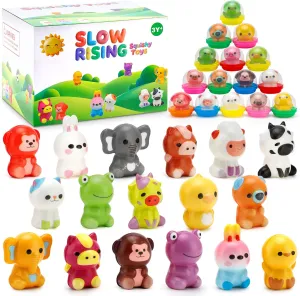 Kawaii Animal Squishy Toys (30 Pack) - Slow Rising Stress Relief Toys with 30 Capsules, Party Favors, Birthday Gifts, Sensory Fidget Toys for Kids, Classroom Rewards, Travel & Claw Machine Prizes