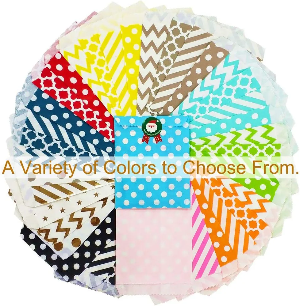 KEYYOOMY 200 Navy Blue Candy Buffet Bags - Small Polka Dot Paper Treat Bags for Wedding & Birthday Party (5x7 inch)