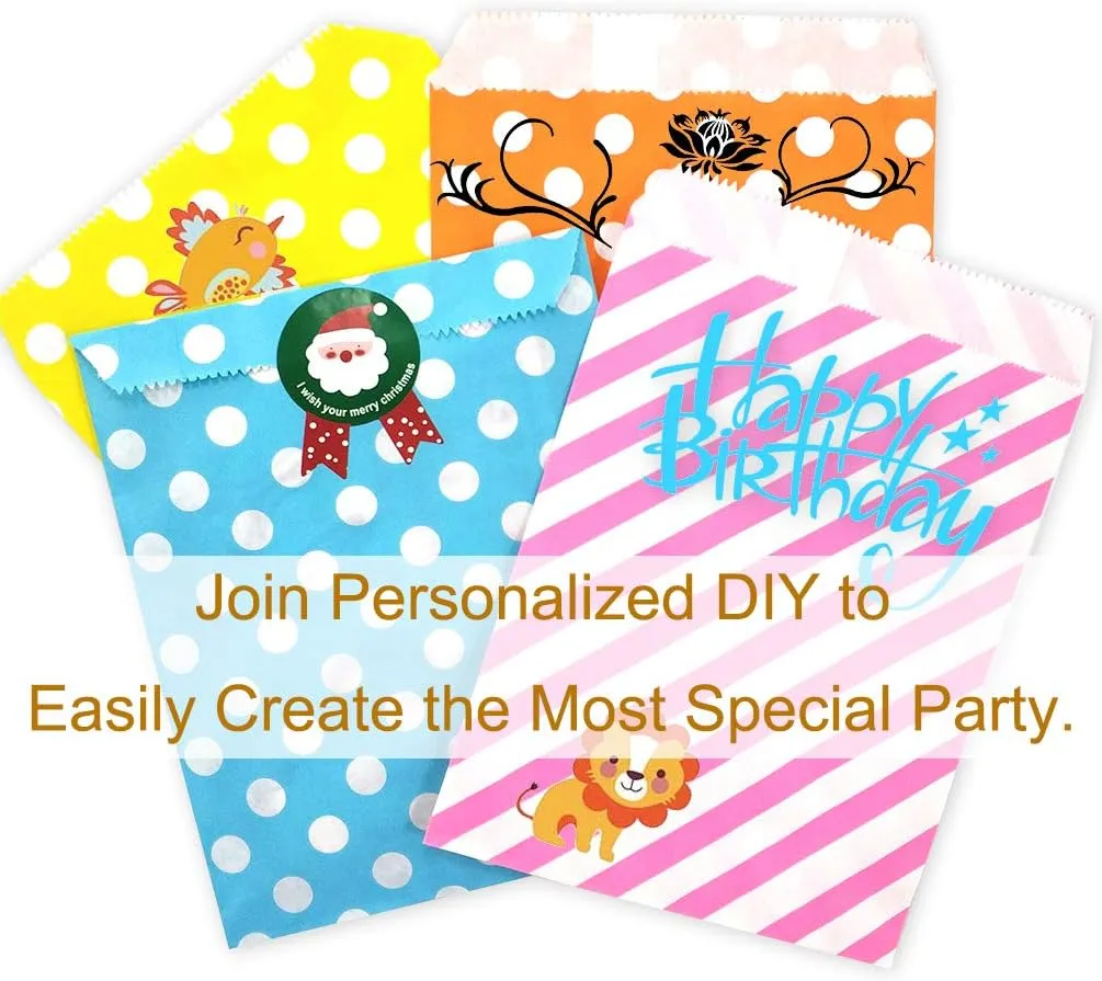KEYYOOMY 200 Navy Blue Candy Buffet Bags - Small Polka Dot Paper Treat Bags for Wedding & Birthday Party (5x7 inch)