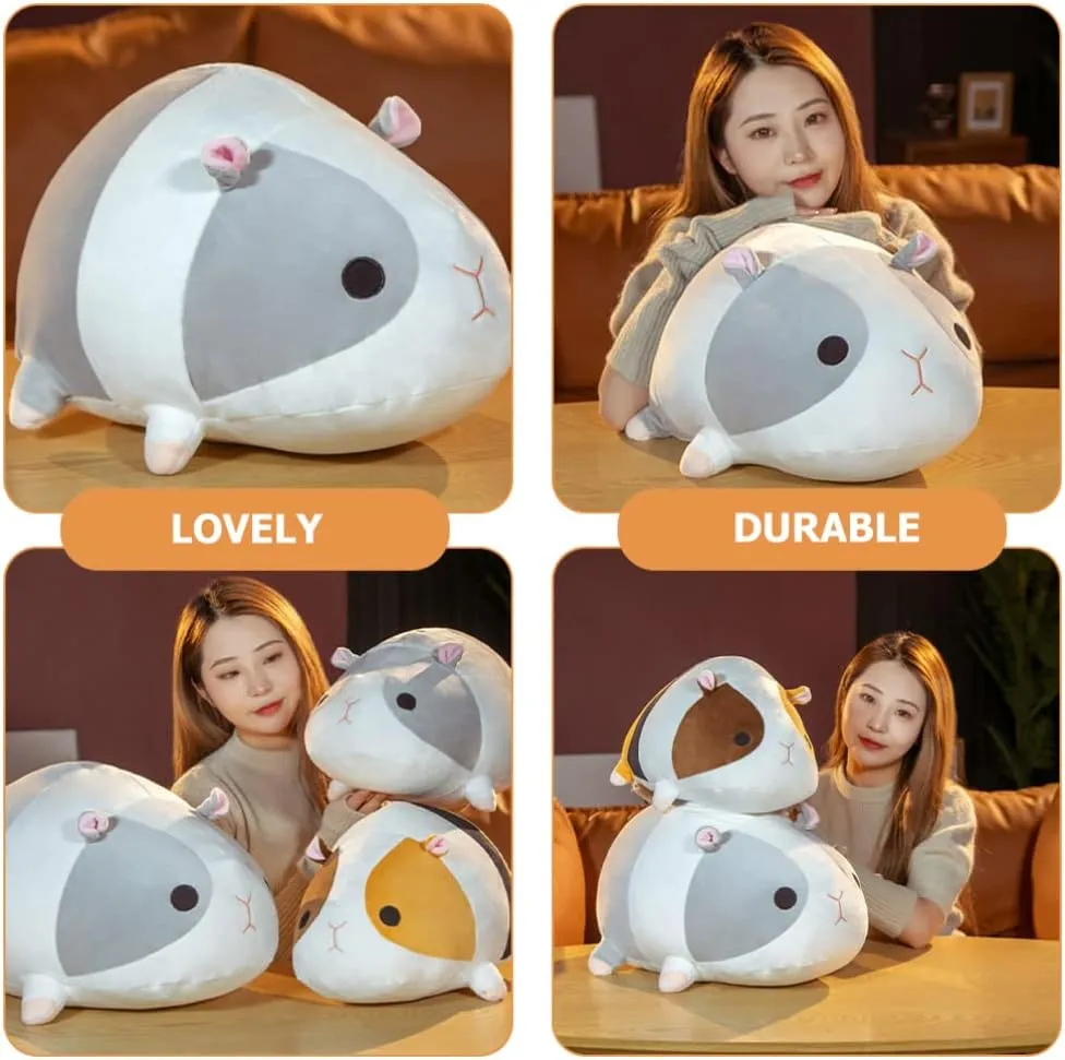 Kisangel Stuffed Guinea Pig Pillow Realistic Plush Hamster Toy Lovely Decorative Doll for Boys and Girls Cozy Bed Throw Pillow Home Accent for Special Events