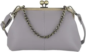 Kiss Lock Purses and Handbags for Women Kisslock Crossbody Bag Faux Leather Clutch Purse Trendy Evening Bag