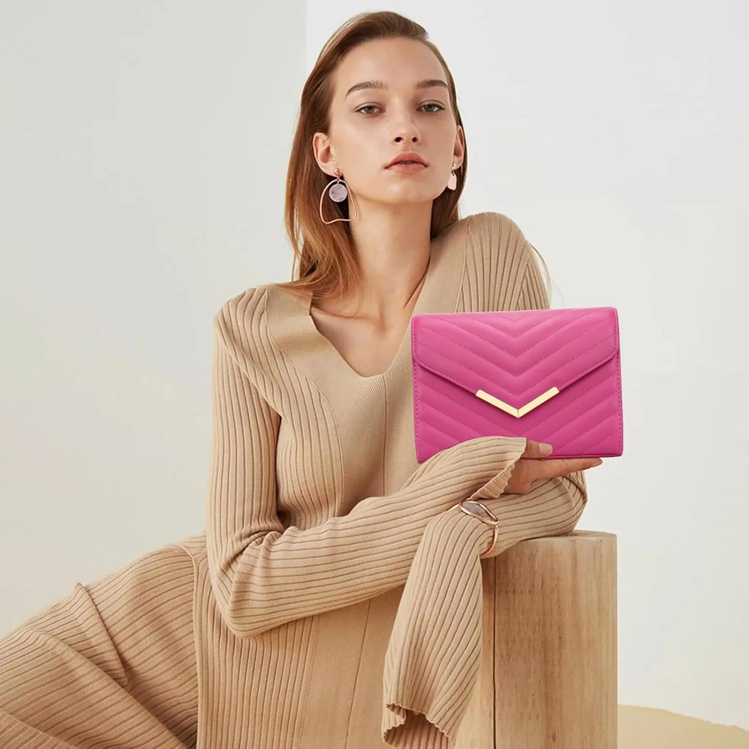 KKXIU Women Formal Vegan Leather Evening Envelope Clutch Purses and Handbags for Party Wedding Prom Bridal