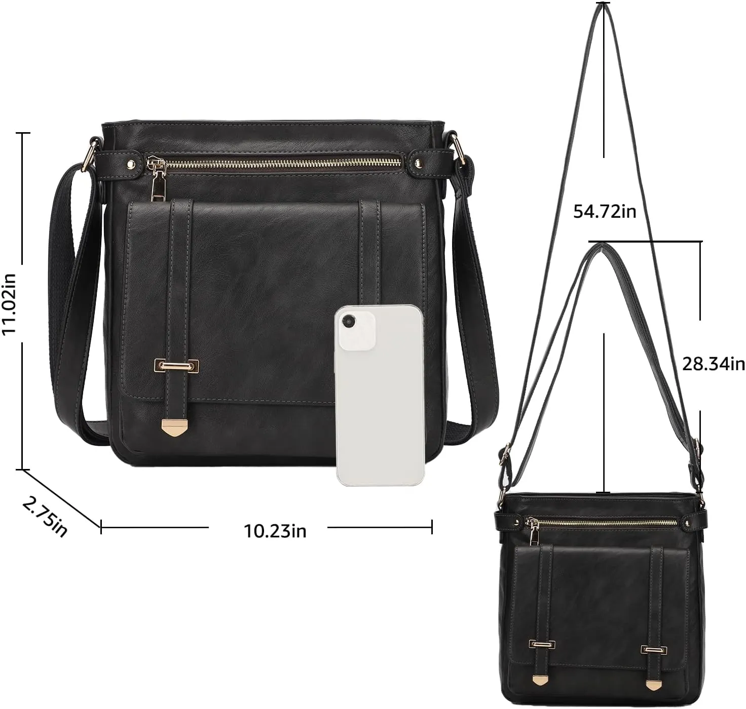 KL928 Crossbody Bags for Women Soft FAUX Leather Wallet Purses Adjustable Strap Medium Shoulder Handbags
