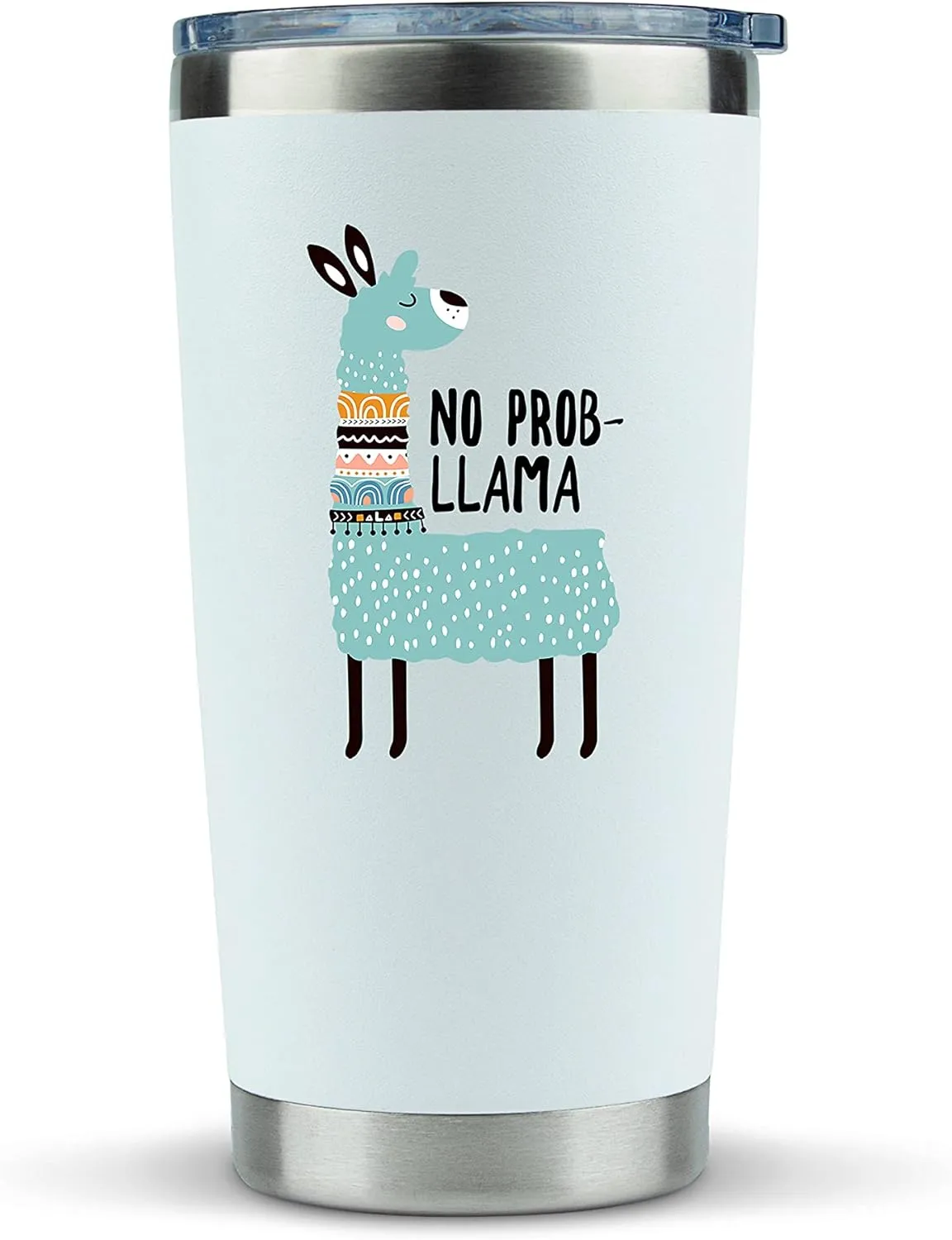 KLUBI Llama Gifts for Women 20 Ounce Mug - No Prob Llama Tumbler with Straw Lama Cup Gift for Mom from Daughter