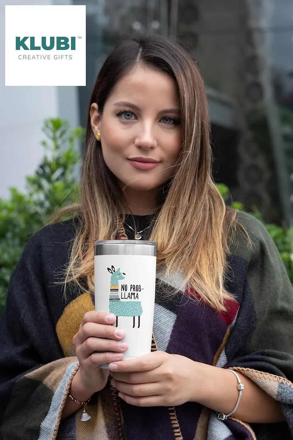KLUBI Llama Gifts for Women 20 Ounce Mug - No Prob Llama Tumbler with Straw Lama Cup Gift for Mom from Daughter