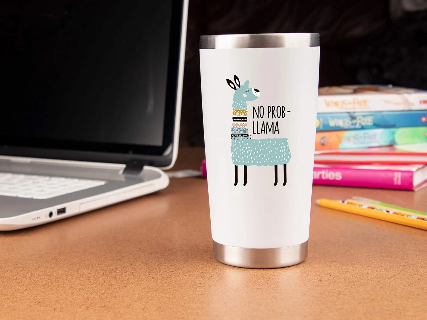 KLUBI Llama Gifts for Women 20 Ounce Mug - No Prob Llama Tumbler with Straw Lama Cup Gift for Mom from Daughter