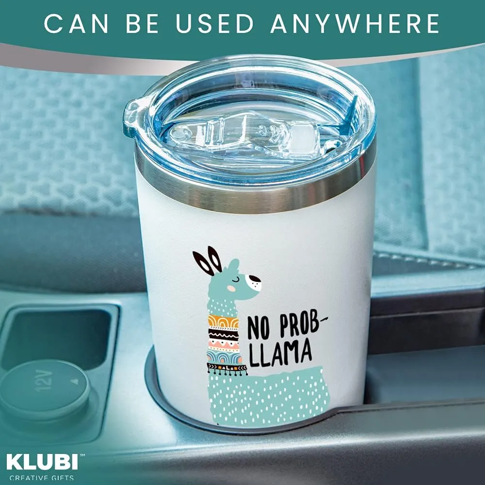 KLUBI Llama Gifts for Women 20 Ounce Mug - No Prob Llama Tumbler with Straw Lama Cup Gift for Mom from Daughter