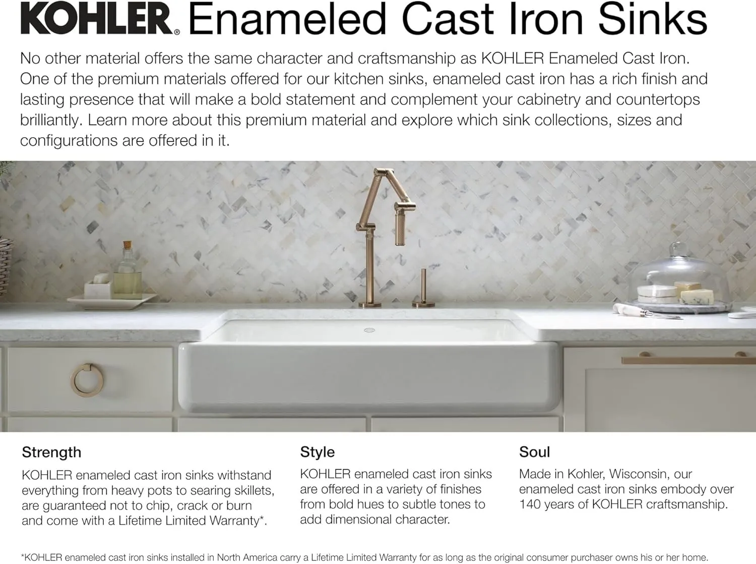 KOHLER K-5827-0 Whitehaven Farmhouse Self-Trimming Undermount Single-Bowl Sink with Tall Apron, White 9.63 x 21.56 x 32.69 inches