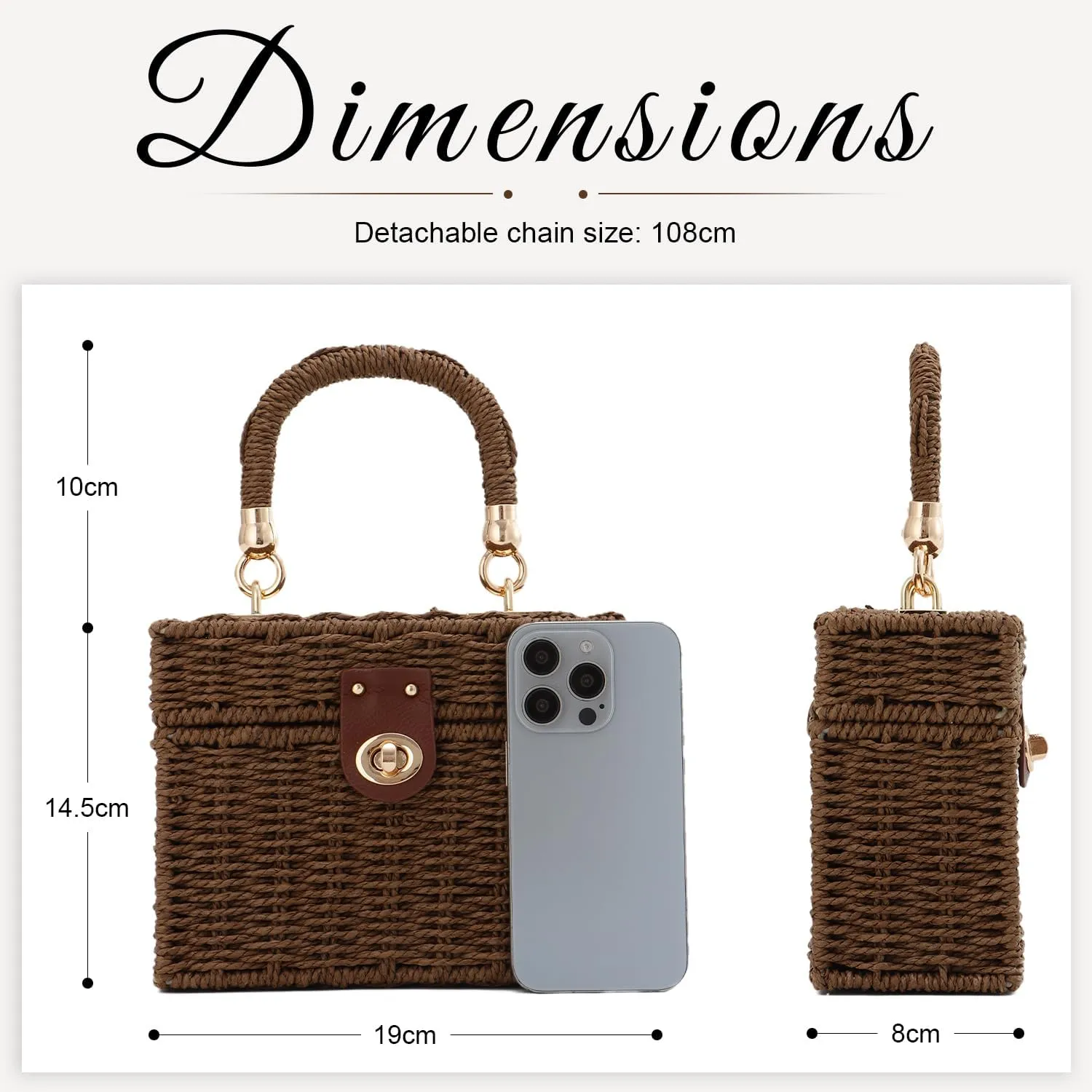 KUANG! Handwoven Rattan Bag for Women Woven Straw Square Crossbody Bag Vintage Basket Purse Beach Tote Bag