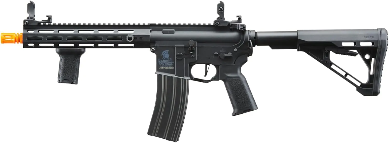 Lancer Tactical Gen 3 Hellion MLOK 10" Delta Stock Airsoft Rifle Lipo Battery Pack with Red Dot Sight & Grip