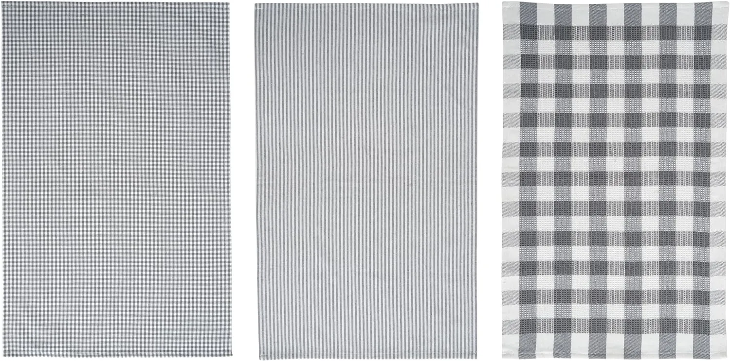 Lane Linen Kitchen Towels and Dishcloths Sets - 20 Pc Kitchen Essentials for New Home, Heat Resistant Oven Mitts & Pot Holder, Absorbent Flour Sack Dish Towels, Dish Towels for Kitchen - Grey, Gray