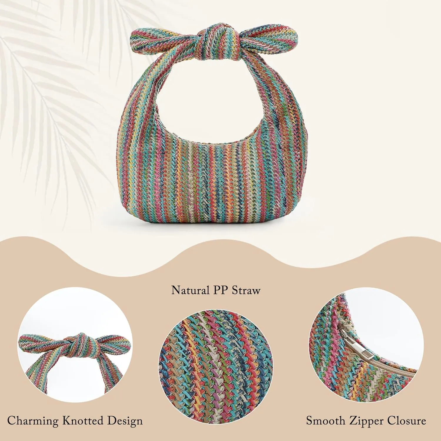 Lanpet Knotted Straw Clutch Purses for Women, Summer Beach Bag, Dumpling Evening Clutch Handbags for Formal Party Wedding