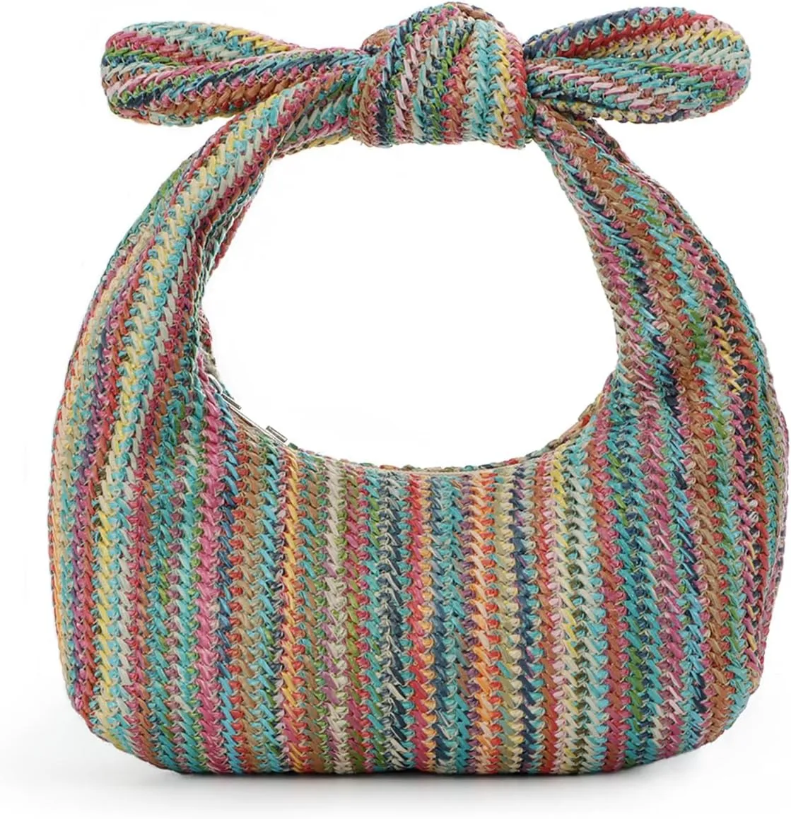 Lanpet Knotted Straw Clutch Purses for Women, Summer Beach Bag, Dumpling Evening Clutch Handbags for Formal Party Wedding
