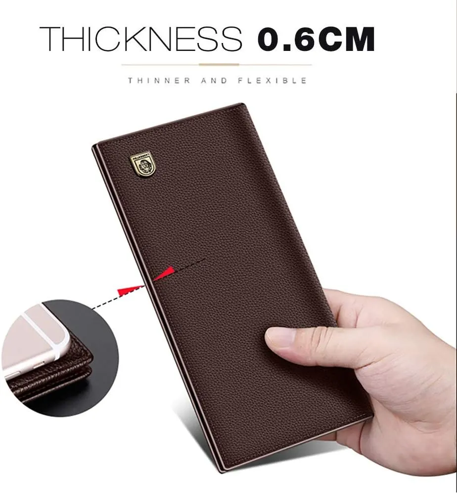 LAORENTOU Genuine Leather Wallet for Men Bifold Wallets with Zipper Coin Pocket Casual Men Purse Slim Wallet Purse for Men