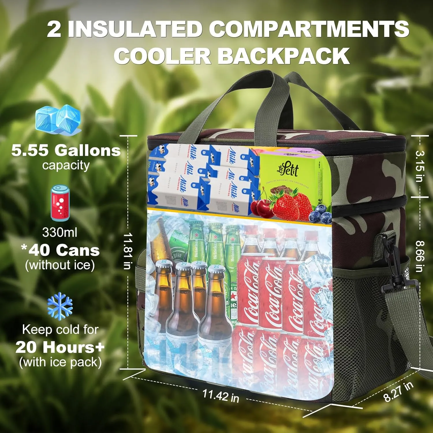 Large Cooler Backpack, Insulated Leak Proof Waterproof Travel Bag, Portable Lightweight Beach Camping Lunch Backpack for Men and Women