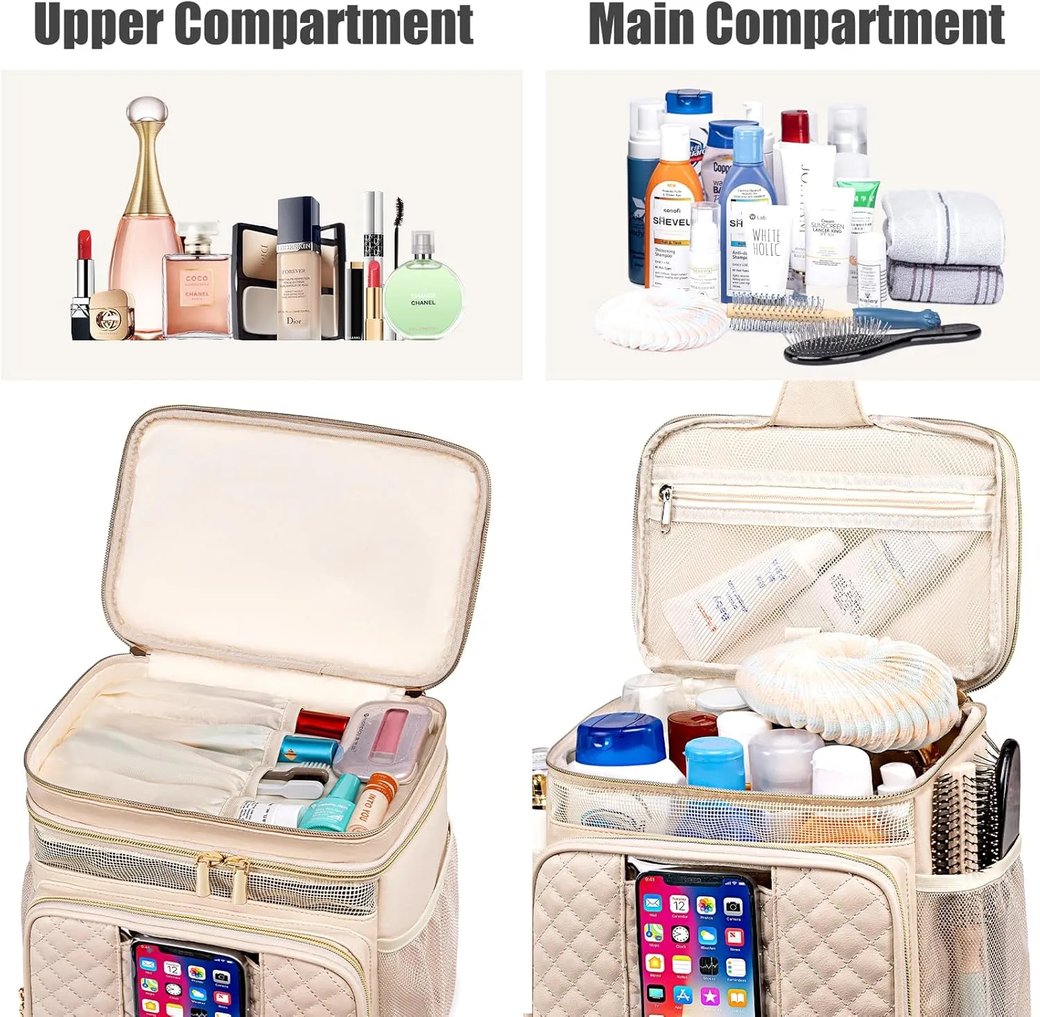 Large Leather Toiletry Bag for Women Men,Bathroom Bag,Water Resistant Portable Shower Caddy for College Dorm,Hanging Toiletry Bags for Traveling,Gym Camping Cruise Ship Travel Essentials Shower Bag