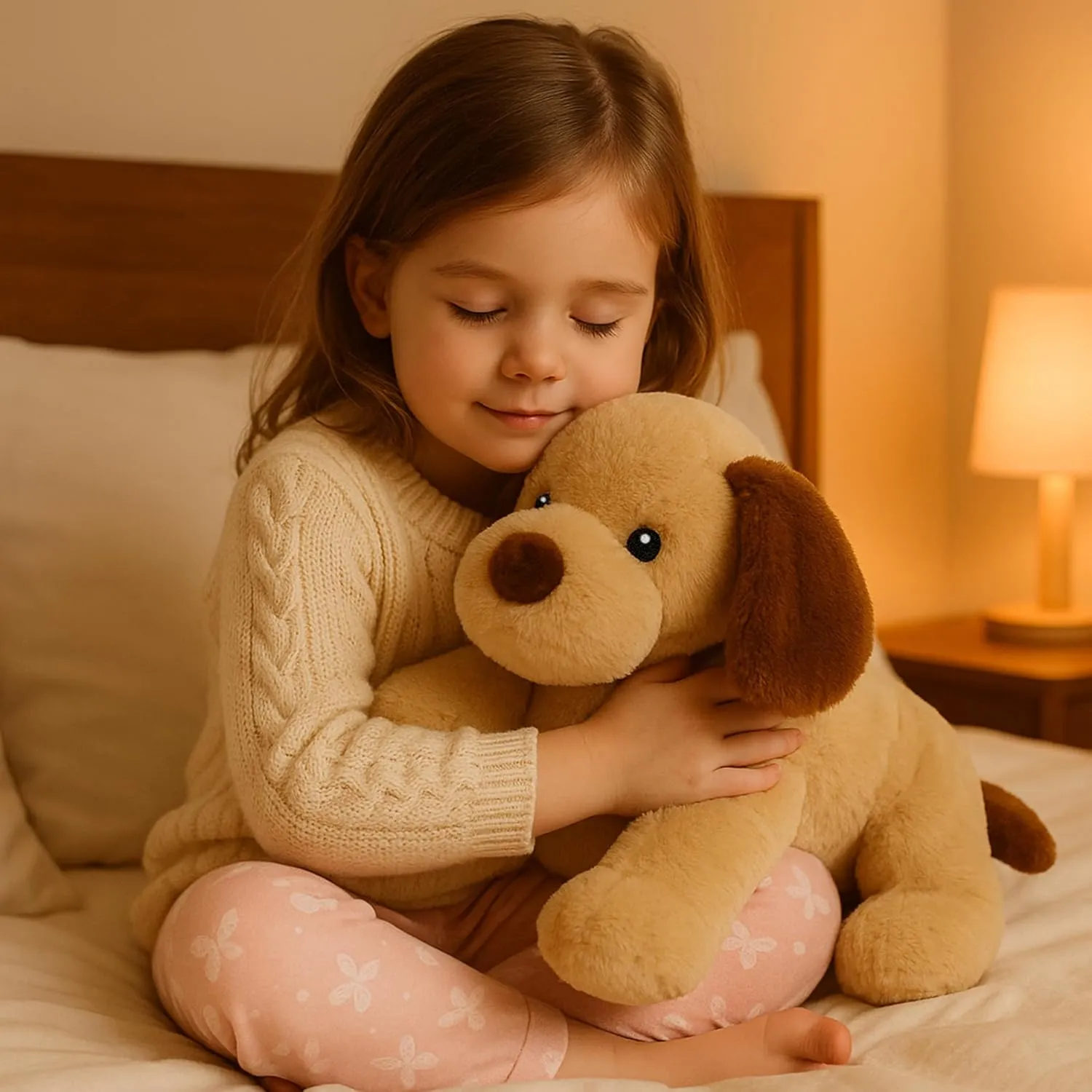 Large Weighted Puppy Dog Stuffed Animal Plush Toy for Kids and Adults with Embroidered Eyes and Removable Weight Pack - 28 Inches, 5 lbs