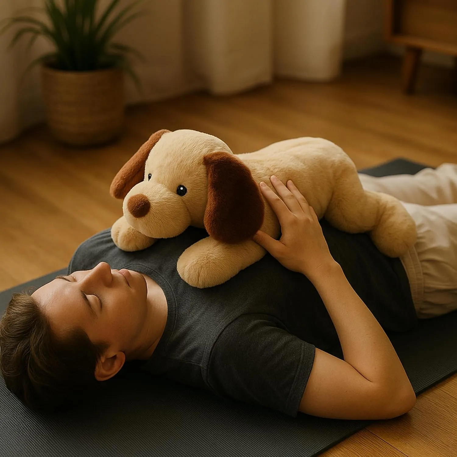 Large Weighted Puppy Dog Stuffed Animal Plush Toy for Kids and Adults with Embroidered Eyes and Removable Weight Pack - 28 Inches, 5 lbs