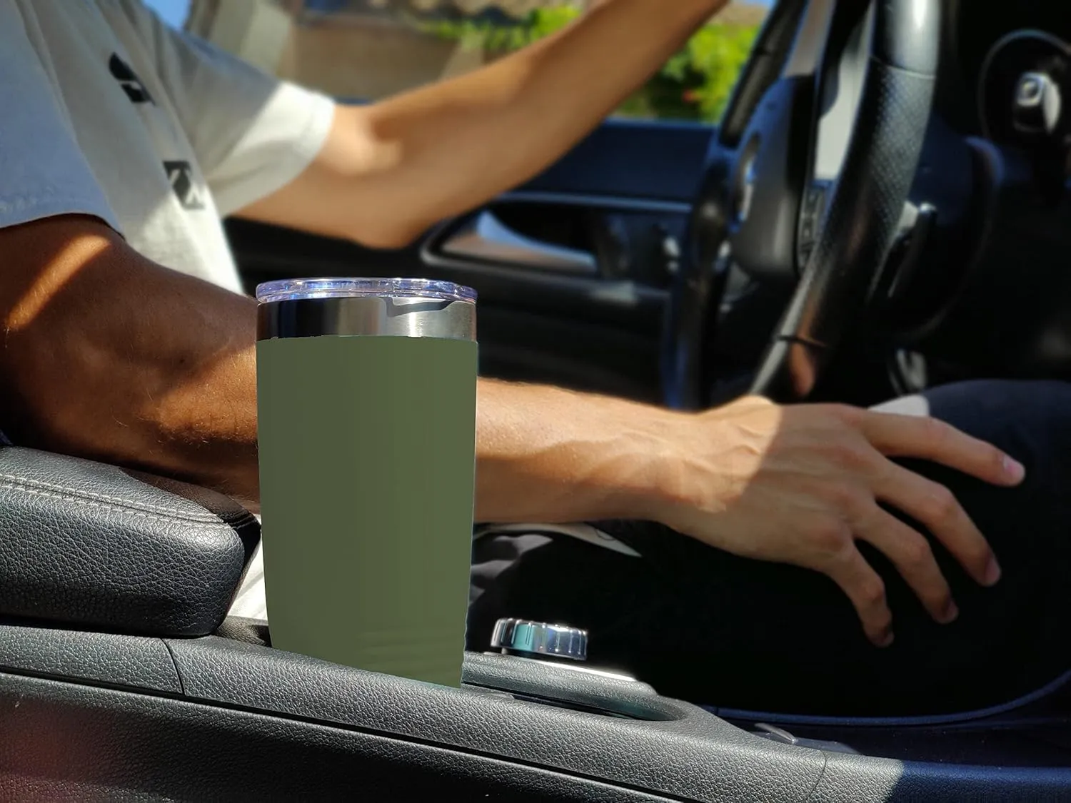 LaserGram 20oz Vacuum Insulated Tumbler Mug, Boat Anchor, Personalized Engraving Included (Camo Green)