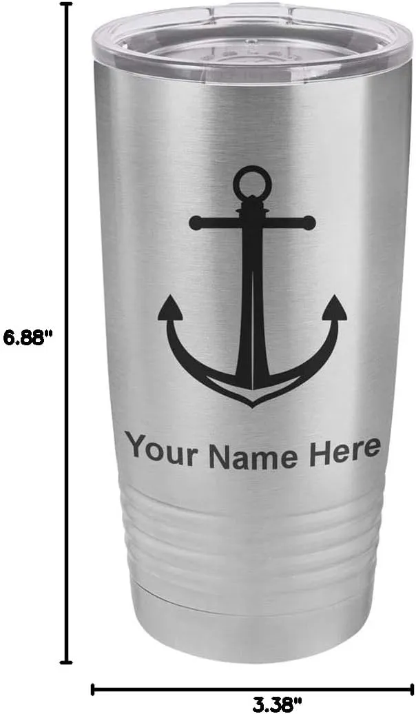 LaserGram 20oz Vacuum Insulated Tumbler Mug, Boat Anchor, Personalized Engraving Included (Stainless Steel)
