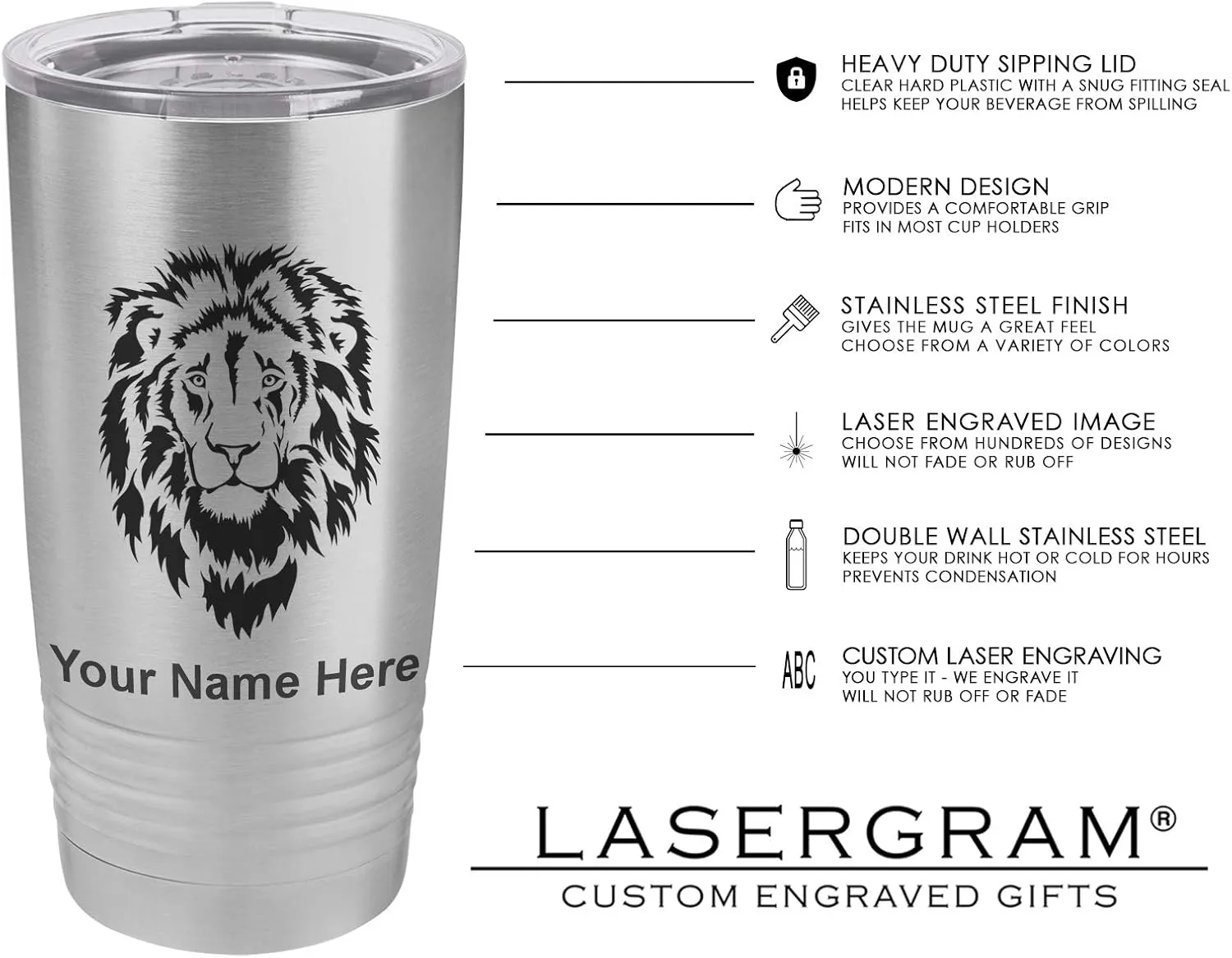 LaserGram 20oz Vacuum Insulated Tumbler Mug, Boat Anchor, Personalized Engraving Included (Stainless Steel)