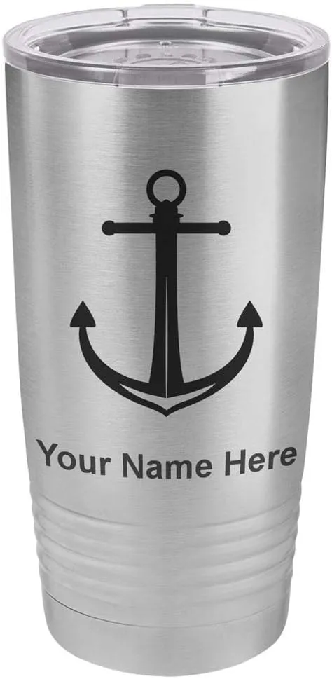 LaserGram 20oz Vacuum Insulated Tumbler Mug, Boat Anchor, Personalized Engraving Included (Stainless Steel)