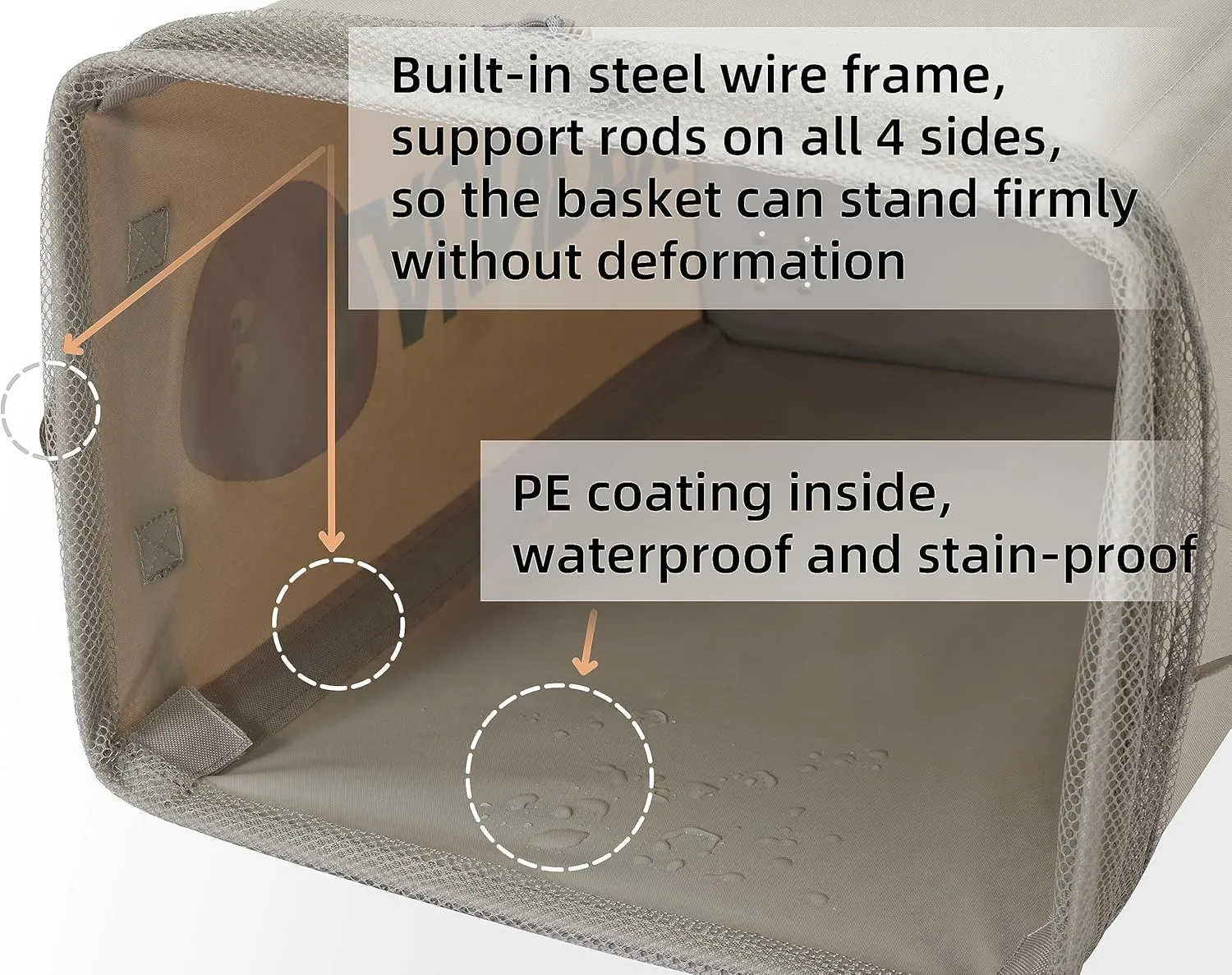 Laundry Basket with Wheels, Narrow Thin Tall Rolling Collapsible Foldable Laundry Hamper, Waterproof Corner Dirty Clothes Laundry Bin, Handle on Both Side, 72L (Pro/19Gal, Beige)