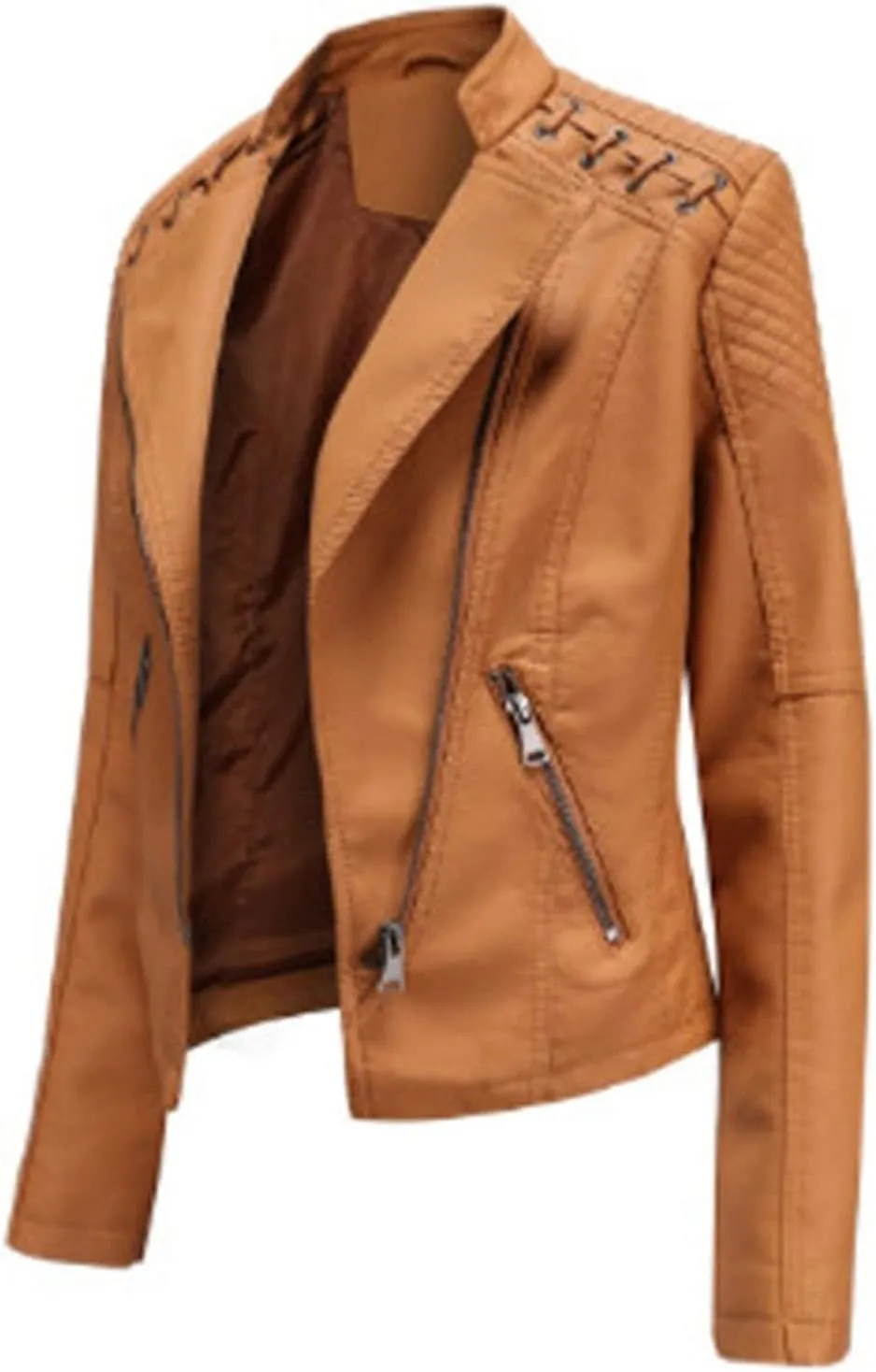 LCMTWX Leather Jackets Jacket Coat Punk Tops Motor Cropped Short Lapel Zip Women's Coat Coats for Women Women Jackets De