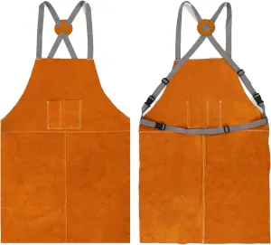 Leather Apron, Welding Apron, For Men, Blacksmith, Work Bib, Heat Resistant, Welder Gear, Forging, Woodworking, Wood, Metal Working, Blacksmithing, Shop Clothing, Flame/Heat Resistant, 23 x 35 Inch