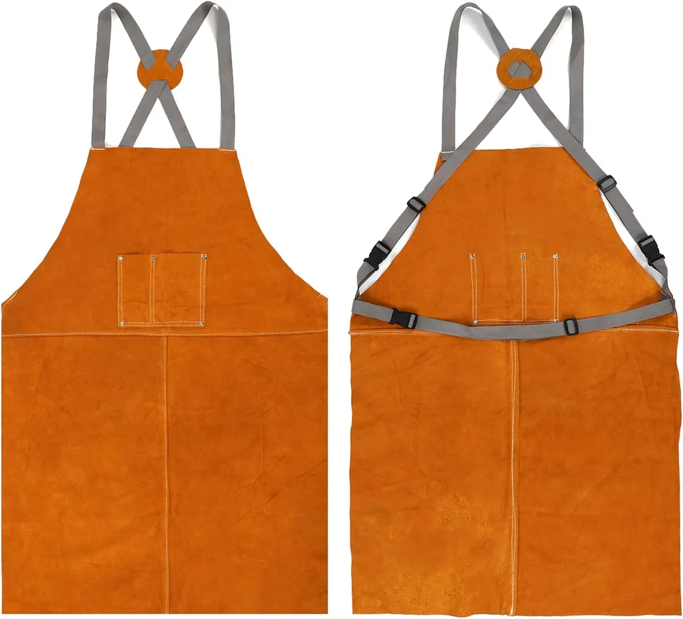 Leather Apron, Welding Apron, For Men, Blacksmith, Work Bib, Heat Resistant, Welder Gear, Forging, Woodworking, Wood, Metal Working, Blacksmithing, Shop Clothing, Flame/Heat Resistant, 23 x 35 Inch