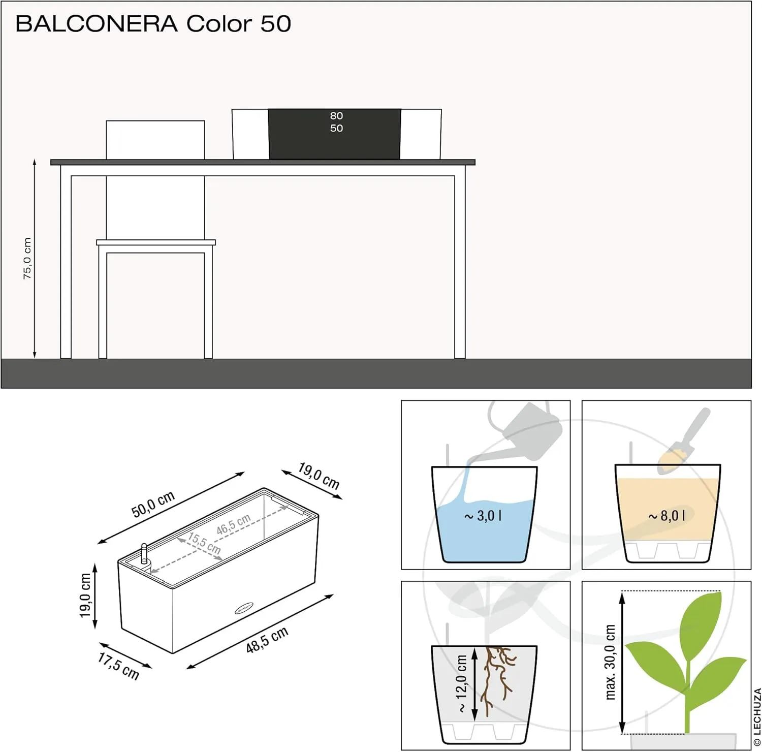 LECHUZA BALCONERA Color 50 pastel green 15695