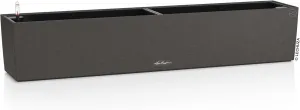 Lechuza - Balconera Stone 100 Planter, Graphite Black, Balcony Box with Watering System, Water Level Indicator and Plant Insert, Stone Look, 99 x 19 x 19 cm, 15436