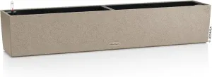 Lechuza -BALCONERA Stone 100 Planter, Sand Beige, Balcony Box with Watering System, Water Level Indicator and Plant Insert, Stone Look, 99 x 19 x 19 cm, 15437